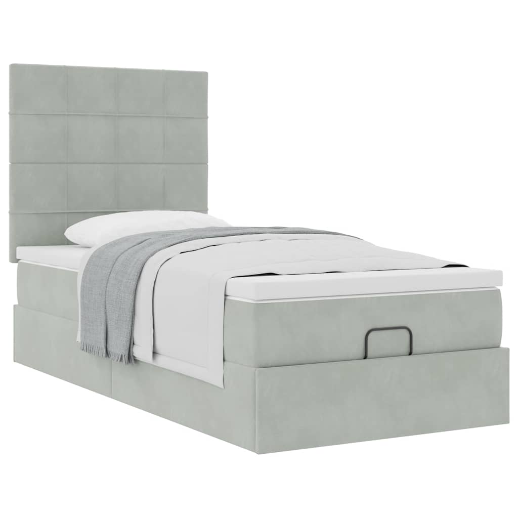 vidaXL Estructura cama otomana colchones gris claro 90x190cm