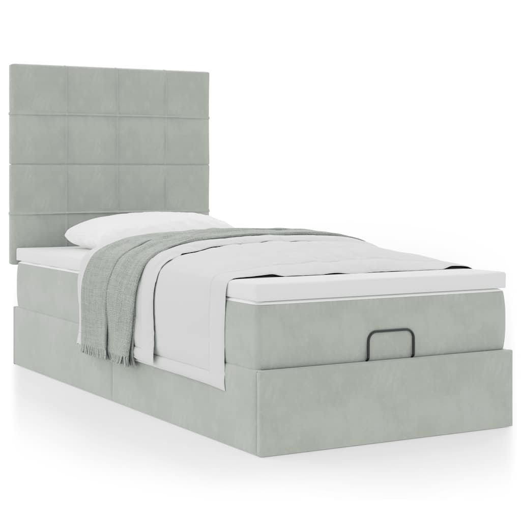 vidaXL Estructura cama otomana colchones gris claro 90x190cm