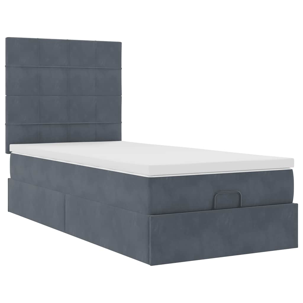 vidaXL Estructura cama otomana colchones gris oscuro 90x190cm