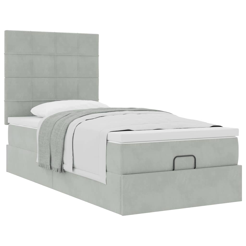 vidaXL Estructura cama otomana colchones gris claro 90x200cm