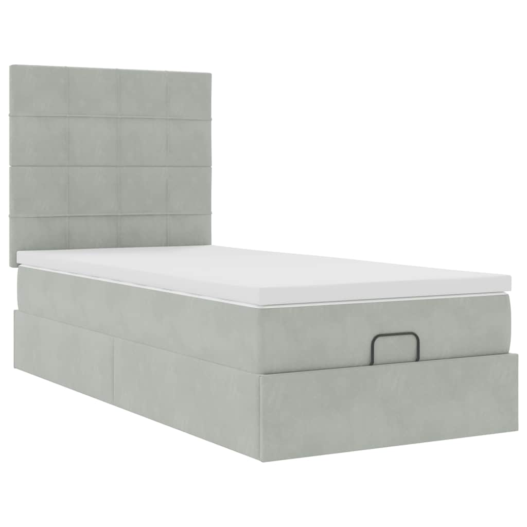 vidaXL Estructura cama otomana colchones gris claro 90x200cm