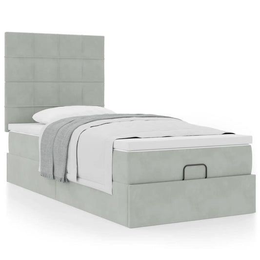 vidaXL Estructura cama otomana colchones gris claro 90x200cm