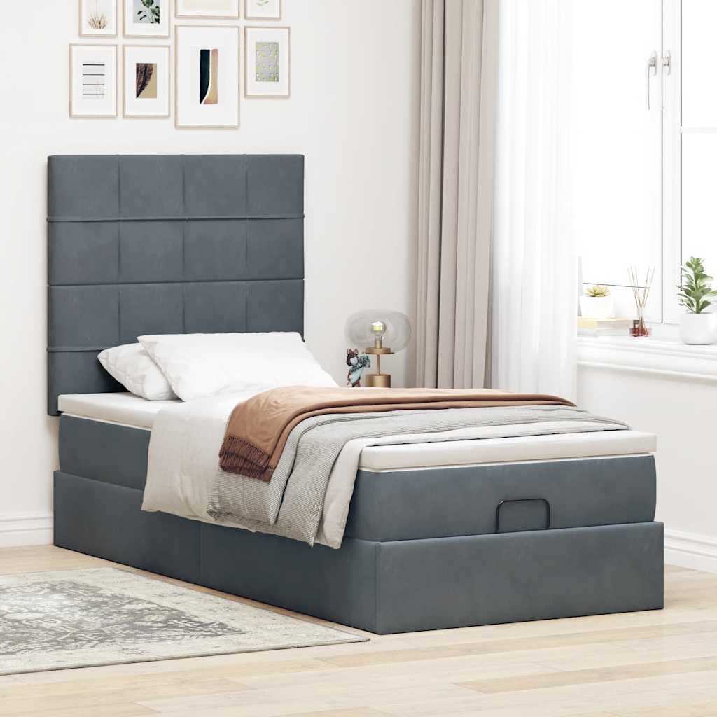 vidaXL Estructura cama otomana colchones terciopelo gris oscuro