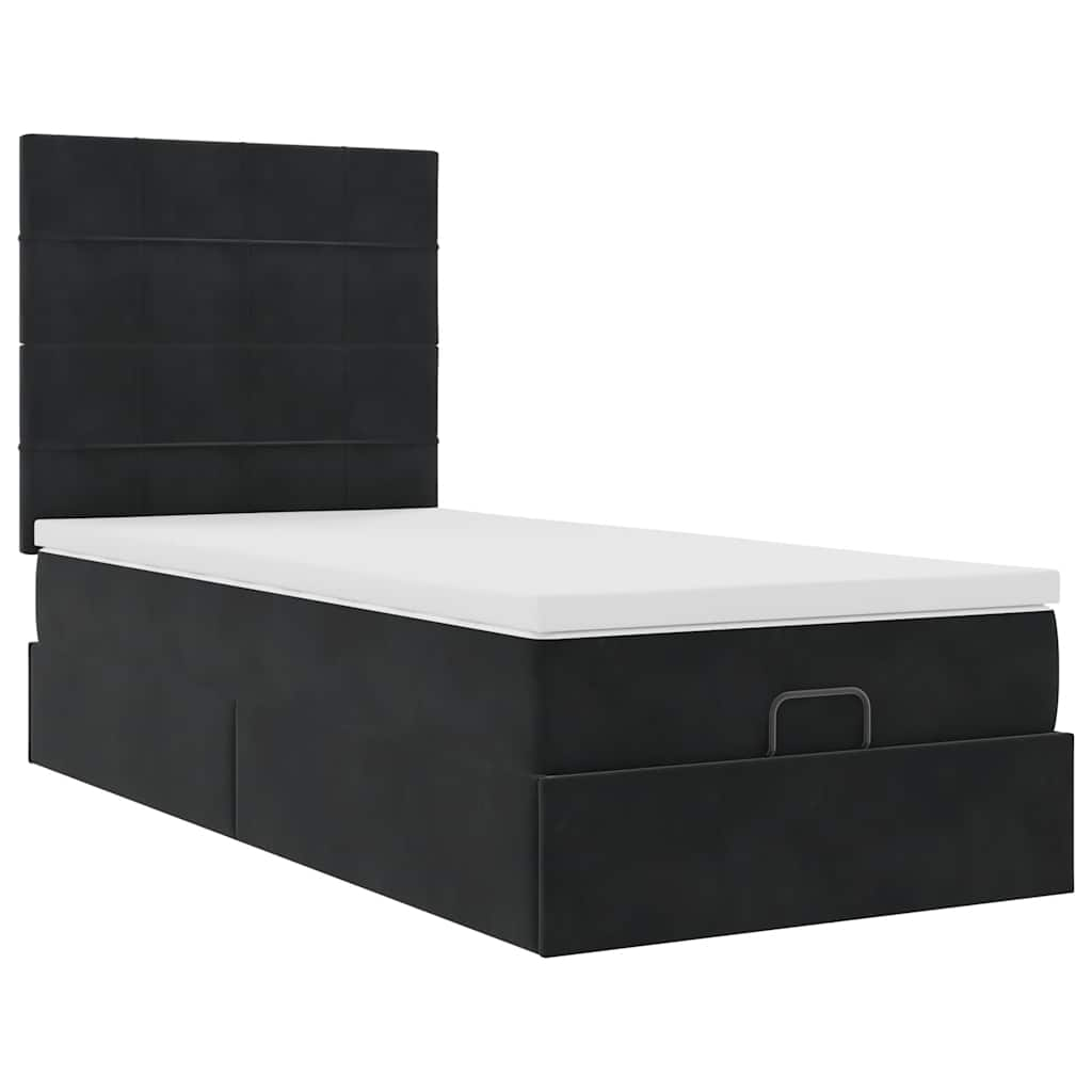 vidaXL Estructura de cama otomana colchones terciopelo negro 100x200cm