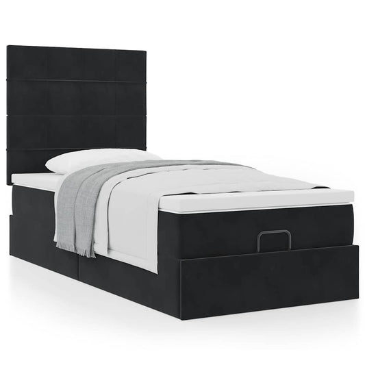 vidaXL Estructura de cama otomana colchones terciopelo negro 100x200cm