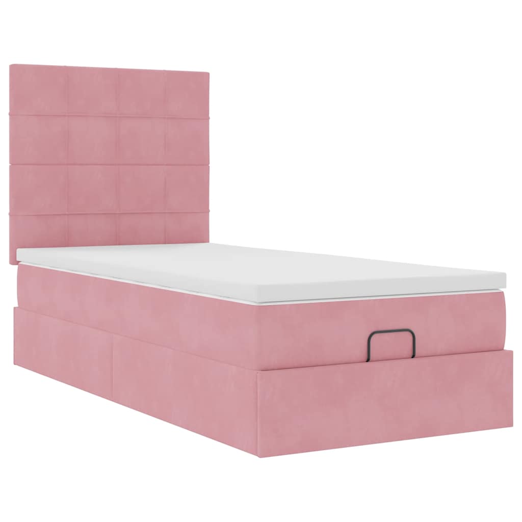 vidaXL Estructura de cama otomana colchones terciopelo rosa 100x200cm