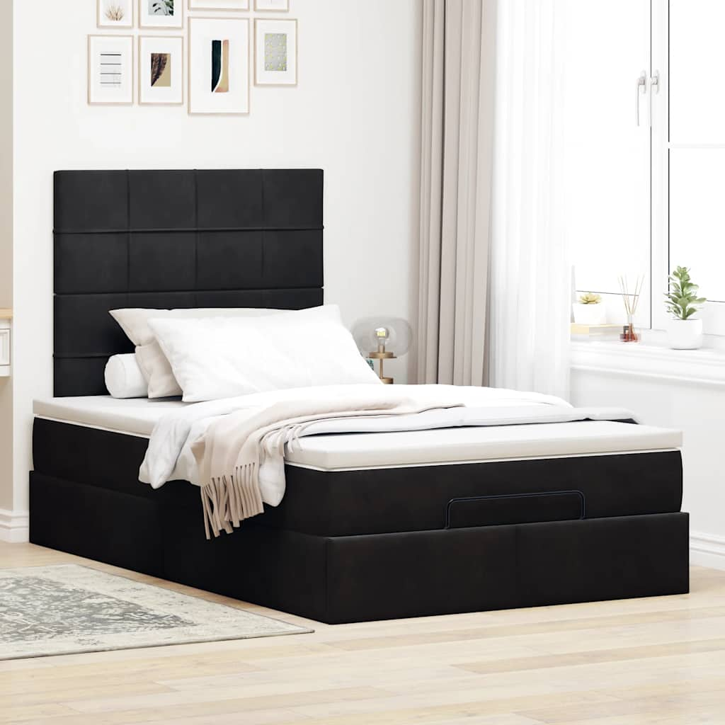 vidaXL Estructura de cama otomana colchones terciopelo negro