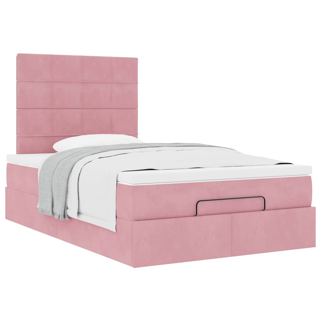 vidaXL Estructura cama otomana colchones terciopelo rosa 120x190 cm