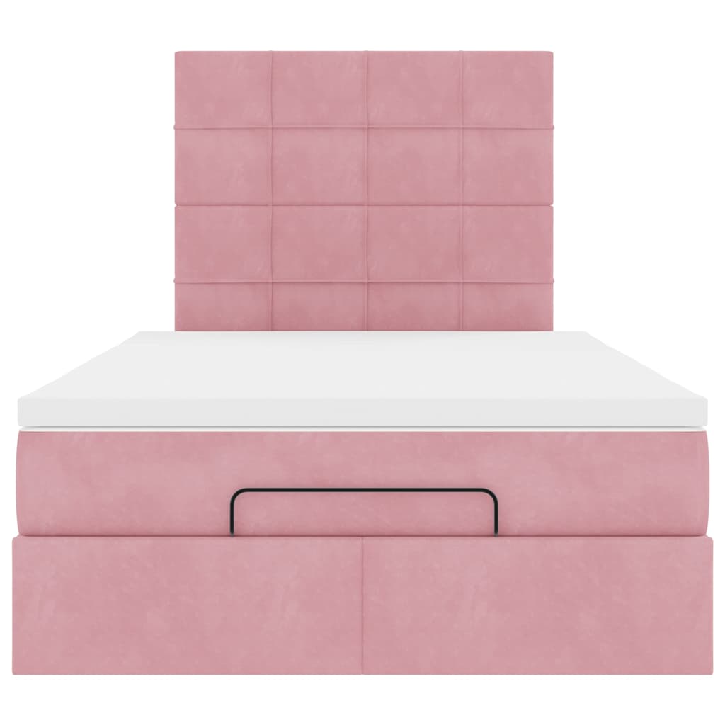 vidaXL Estructura cama otomana colchones terciopelo rosa 120x190 cm