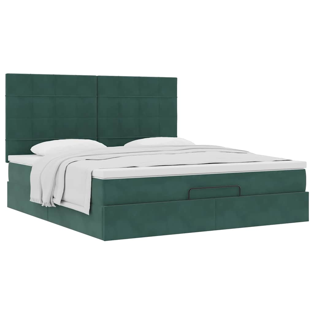 vidaXL Estructura de cama otomana colchones terciopelo verde oscuro