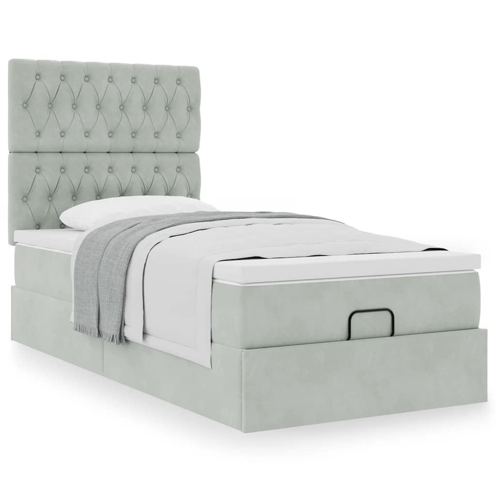 vidaXL Estructura cama otomana colchones gris claro 80x200cm