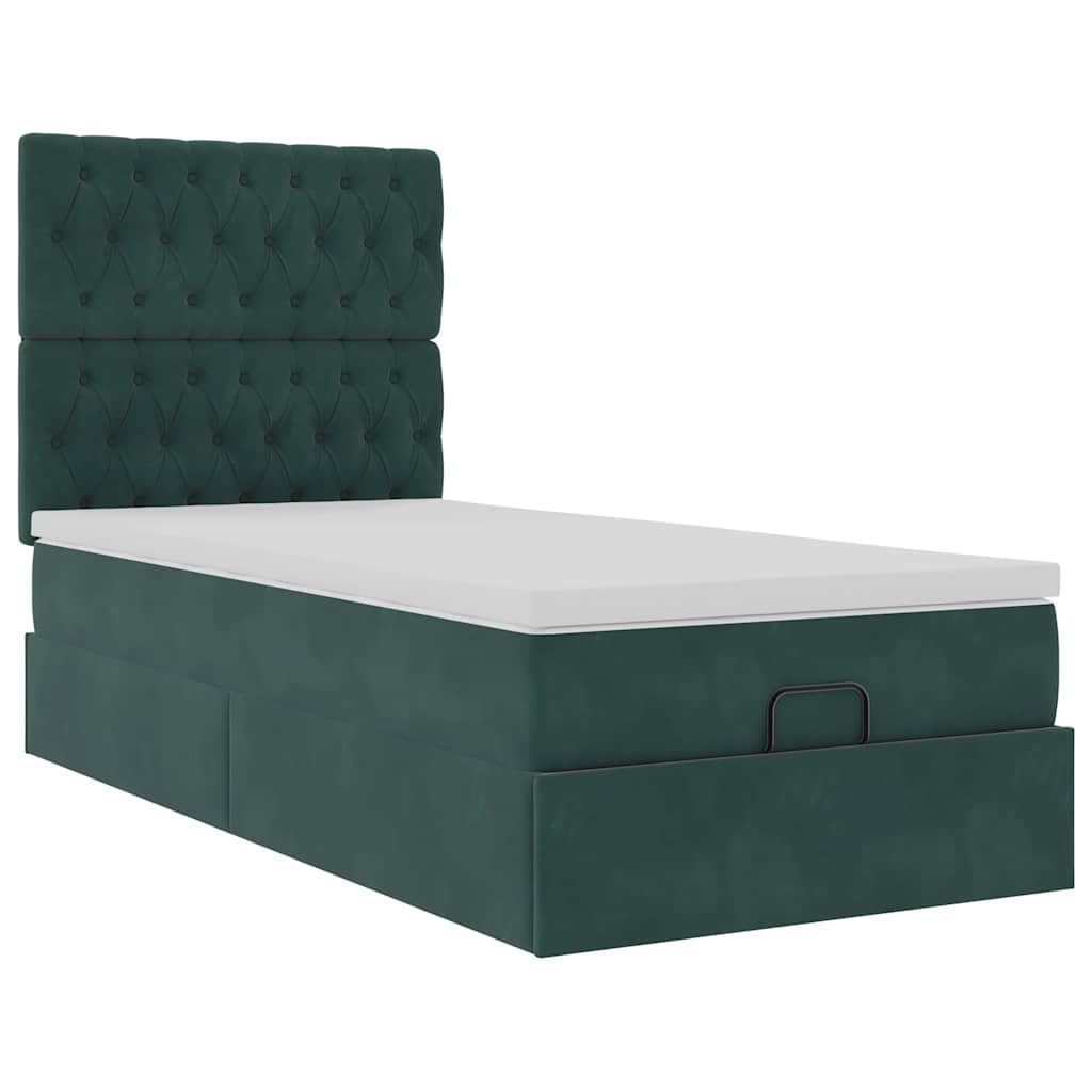 vidaXL Estructura cama otomana colchones terciopelo verde oscuro