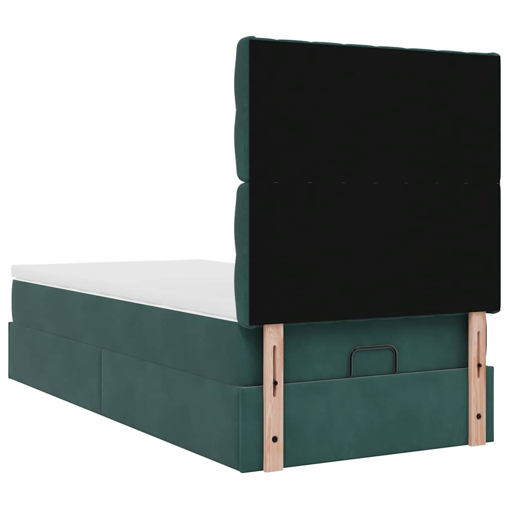 vidaXL Estructura cama otomana colchones terciopelo verde oscuro