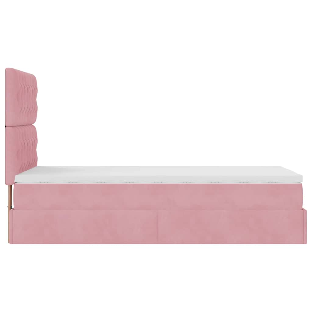 vidaXL Estructura cama otomana colchones terciopelo rosa 80x200cm