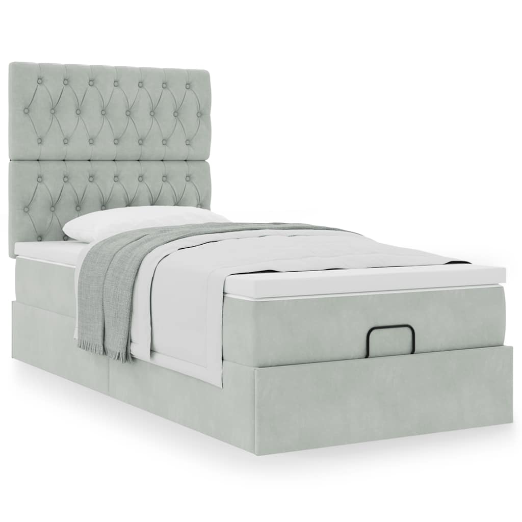 vidaXL Estructura cama otomana colchones gris claro 90x190cm