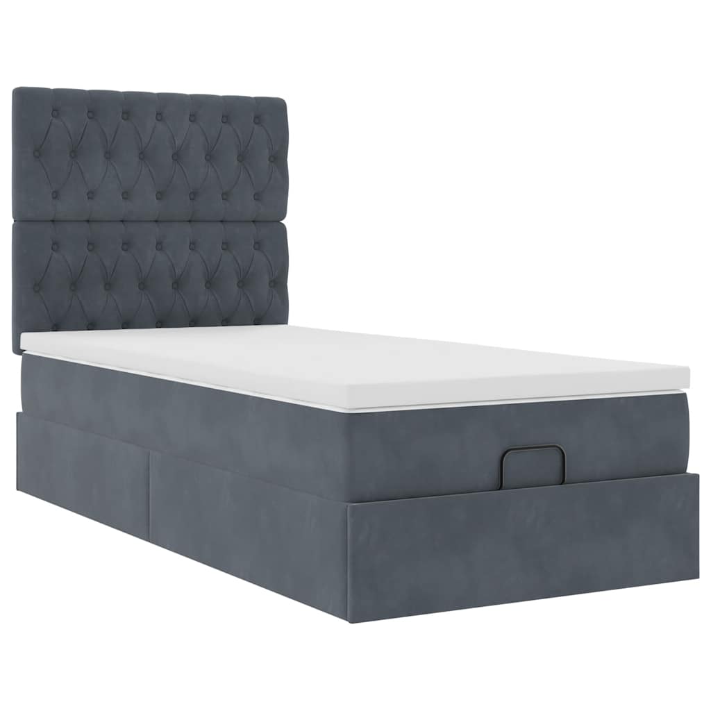 vidaXL Estructura cama otomana colchones gris oscuro 90x190cm