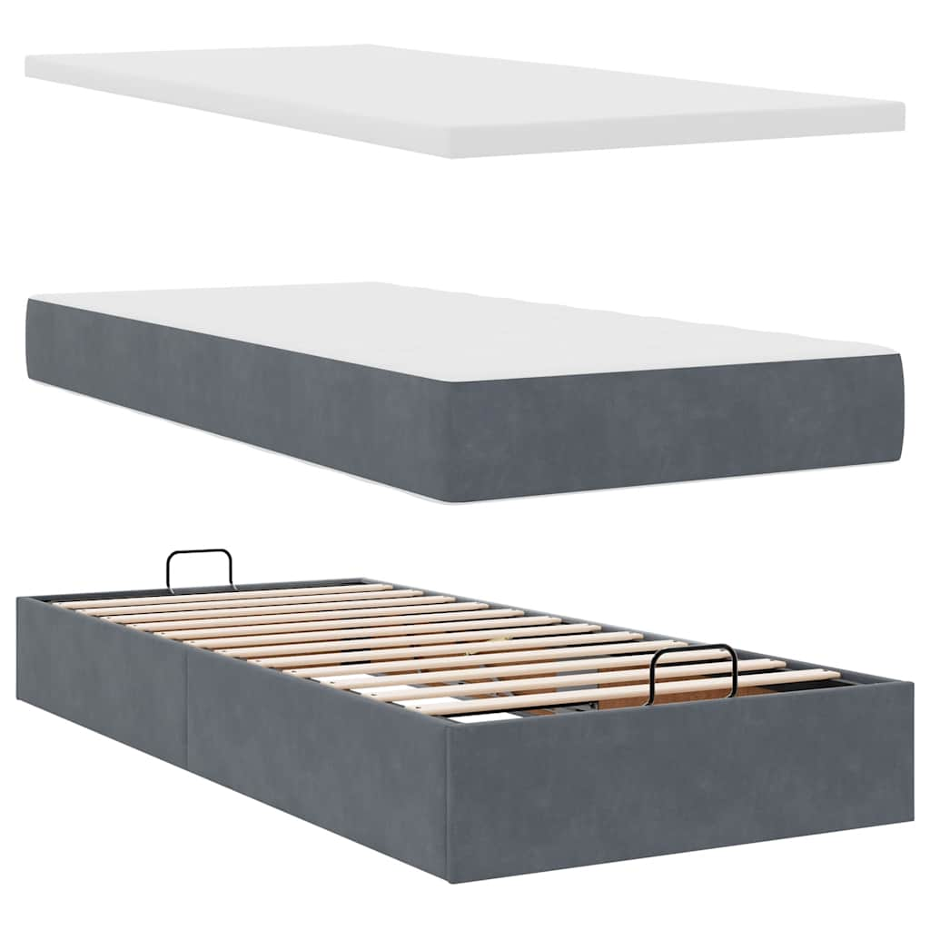 vidaXL Estructura cama otomana colchones gris oscuro 90x190cm