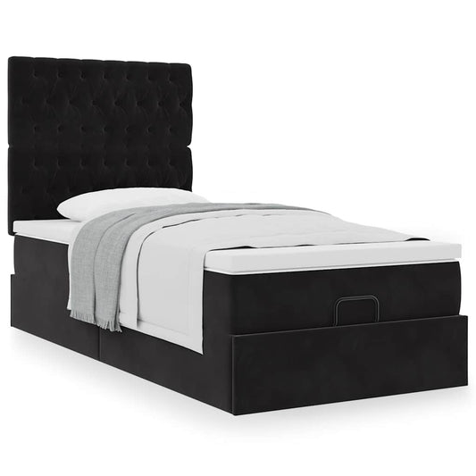 vidaXL Estructura cama otomana colchones terciopelo negra 90x190 cm