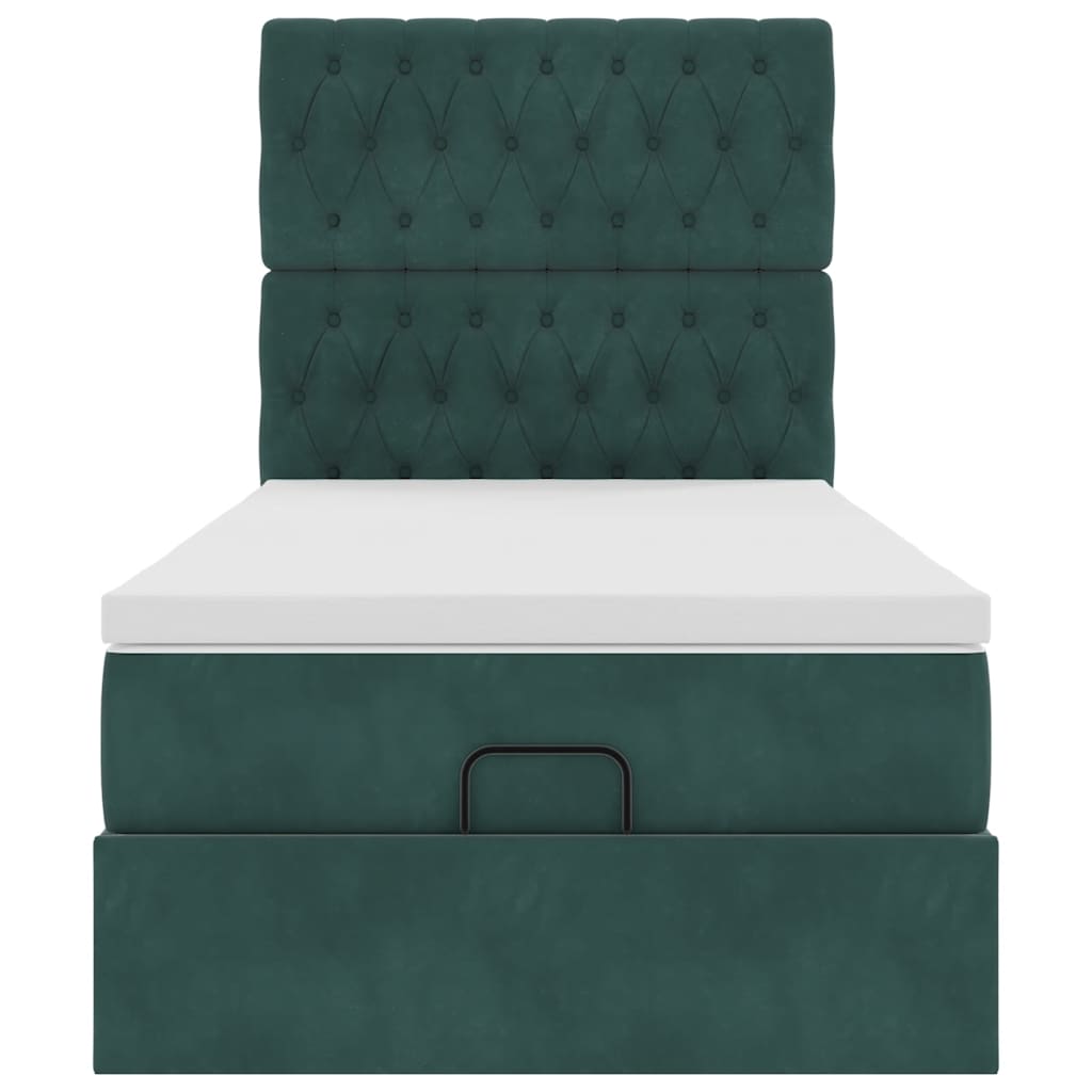 vidaXL Estructura cama otomana colchones verde oscuro 90x190cm