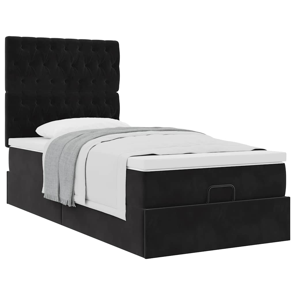 vidaXL Estructura cama otomana colchones terciopelo negro 90x200 cm