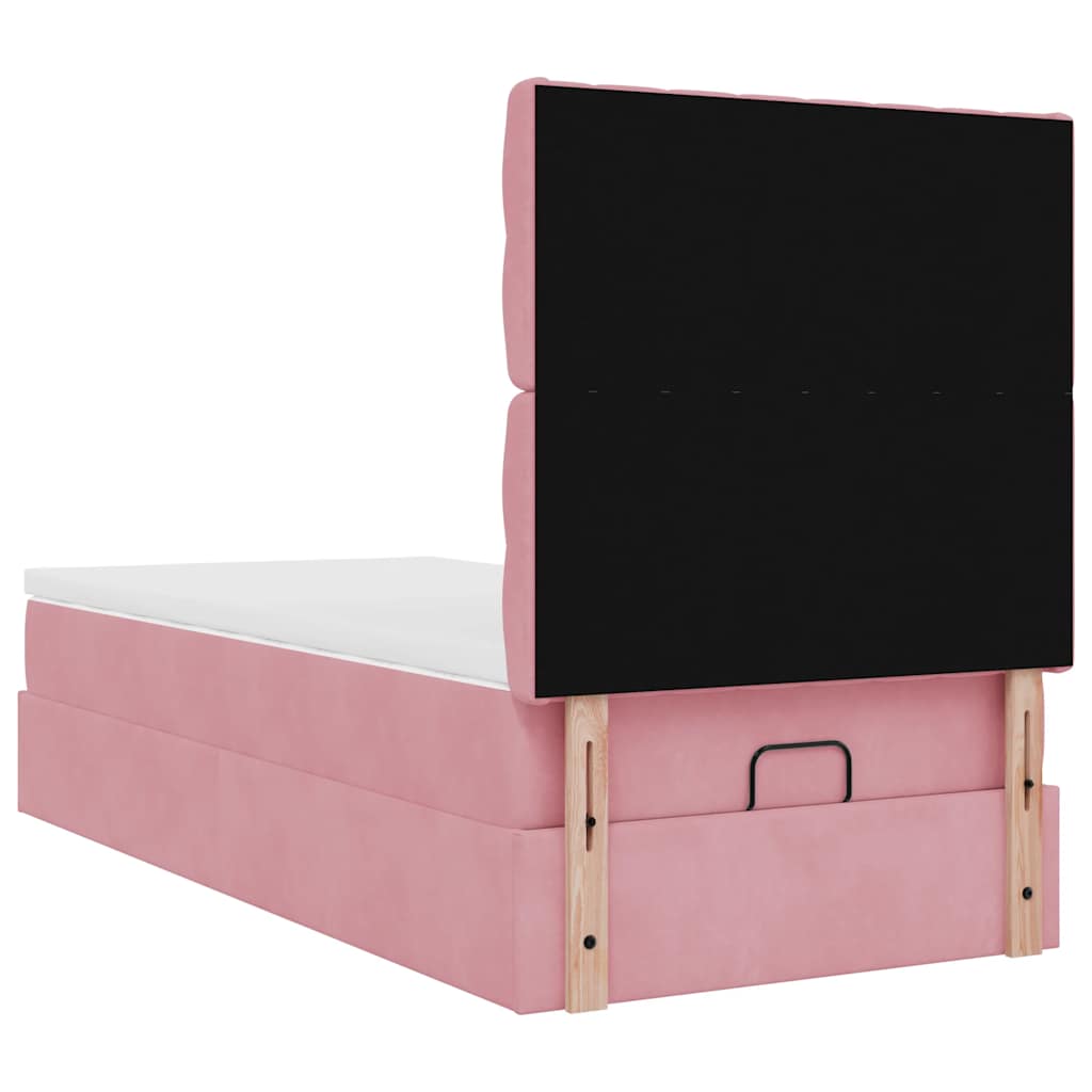 vidaXL Estructura de cama otomana colchones terciopelo rosa 90x200cm