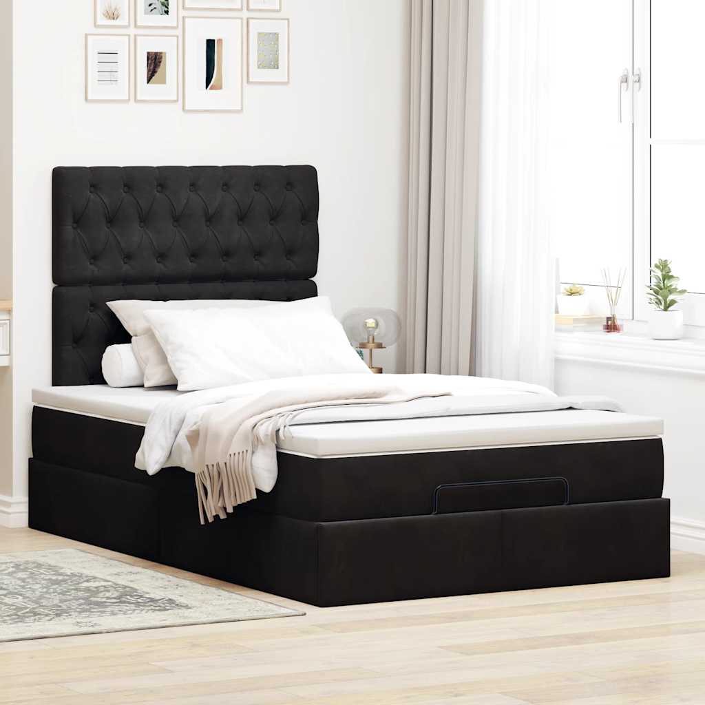 vidaXL Estructura de cama otomana colchones terciopelo negro