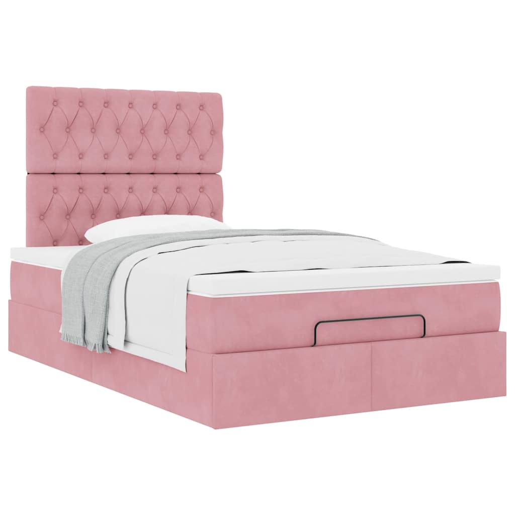 vidaXL Estructura cama otomana colchones terciopelo rosa 120x190 cm