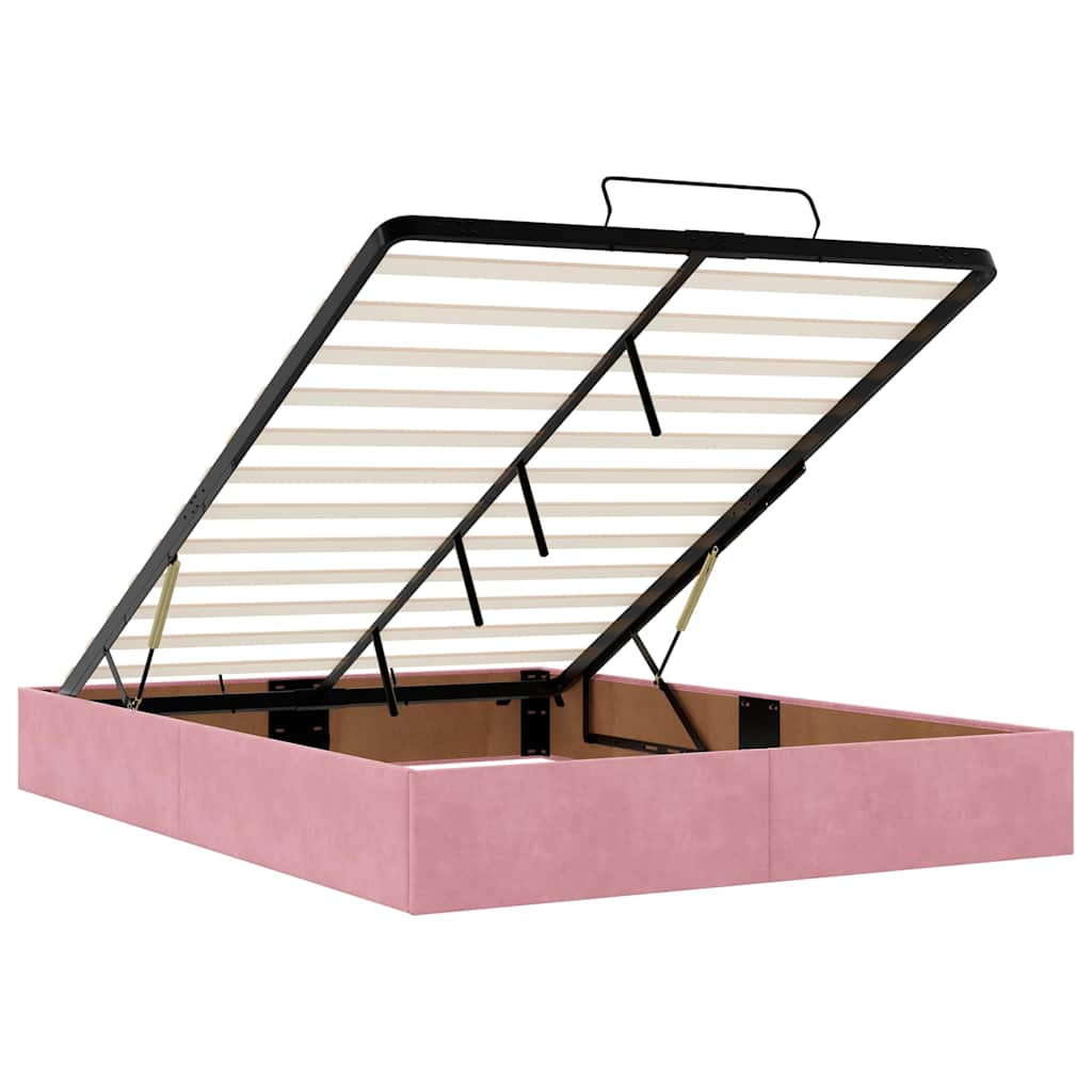 vidaXL Estructura cama otomana colchones terciopelo rosa 140x200cm