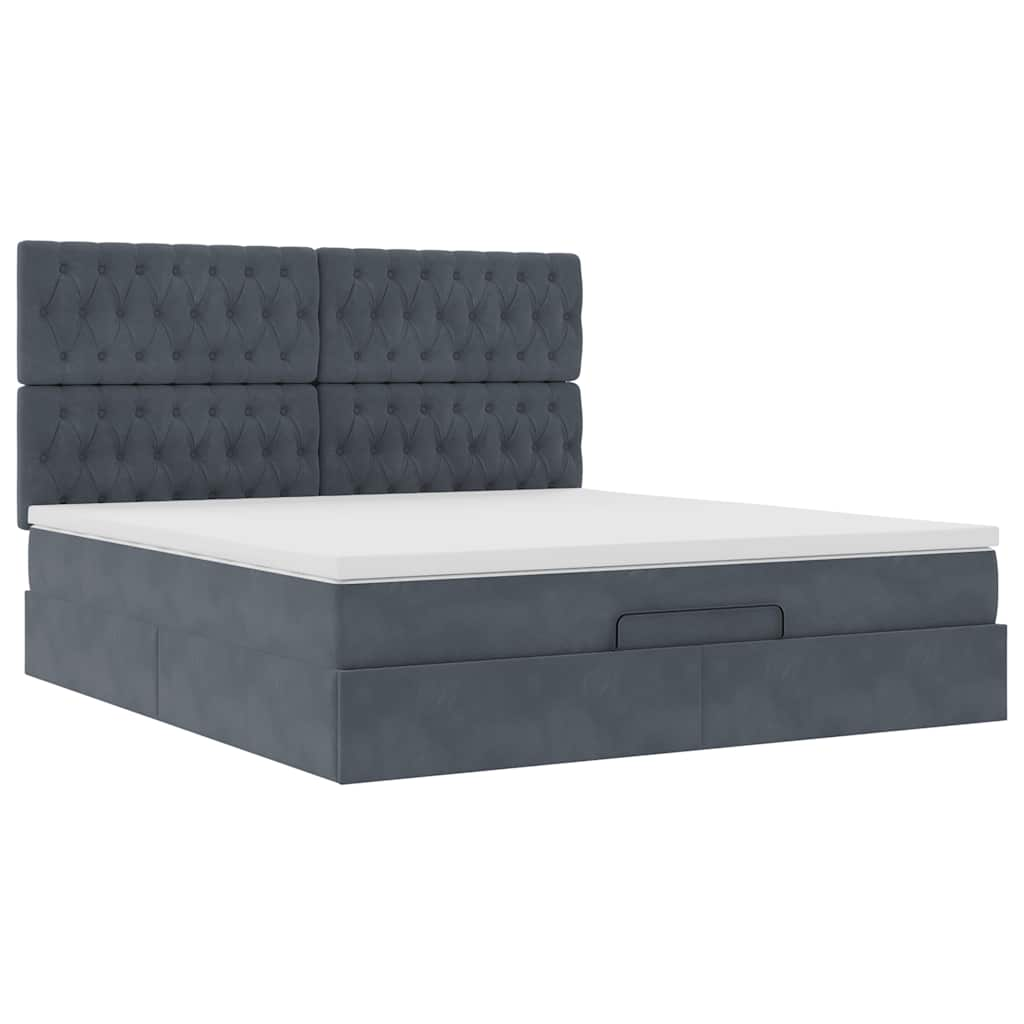 vidaXL Estructura cama otomana colchones terciopelo gris oscuro