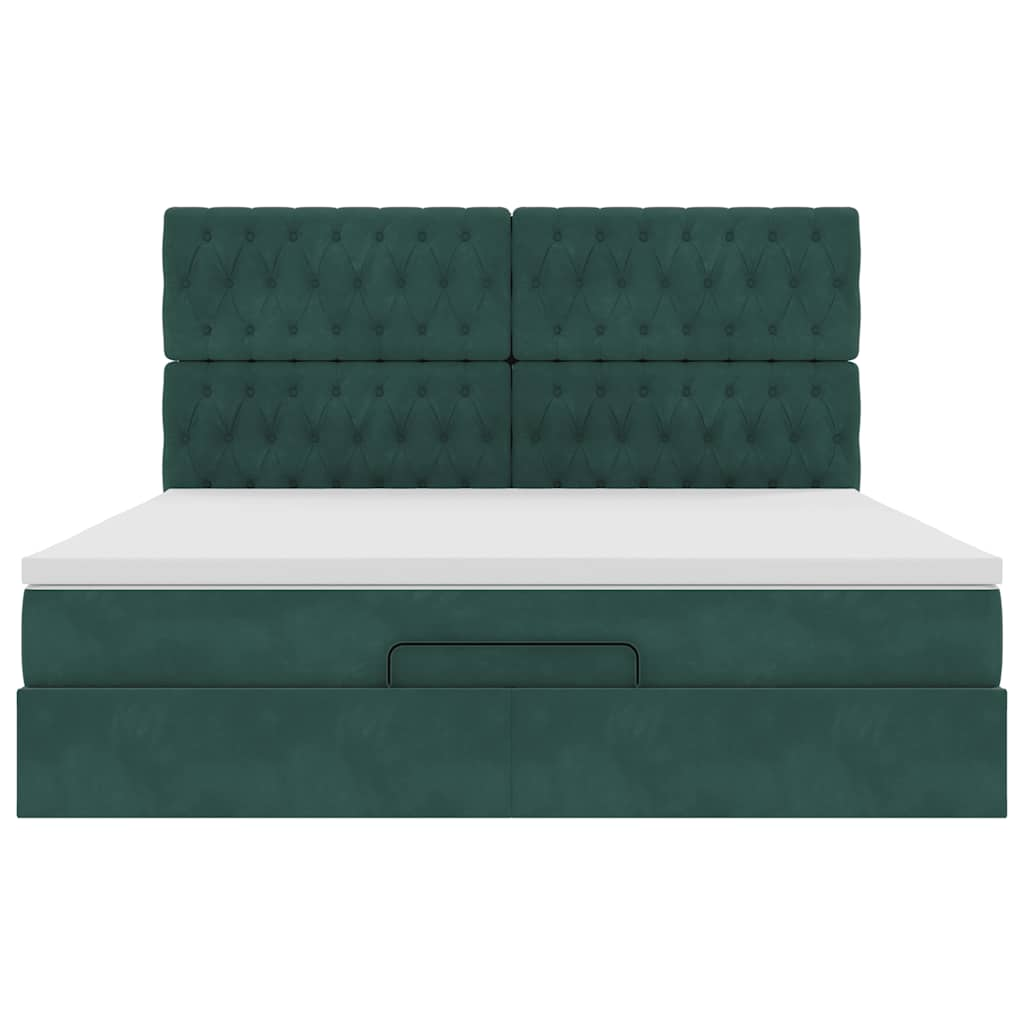 vidaXL Estructura de cama otomana colchones terciopelo verde oscuro