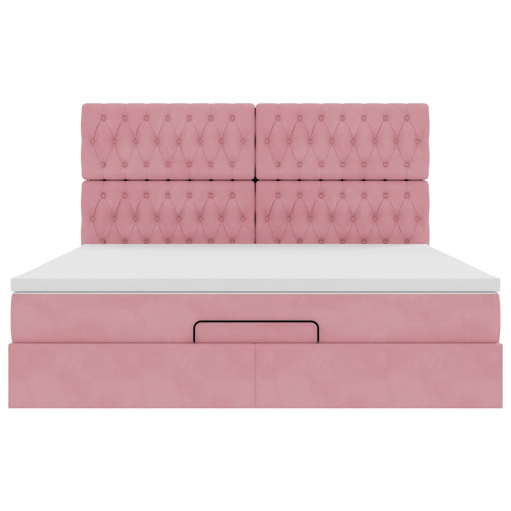 vidaXL Estructura de cama otomana colchones terciopelo rosa 180x200cm