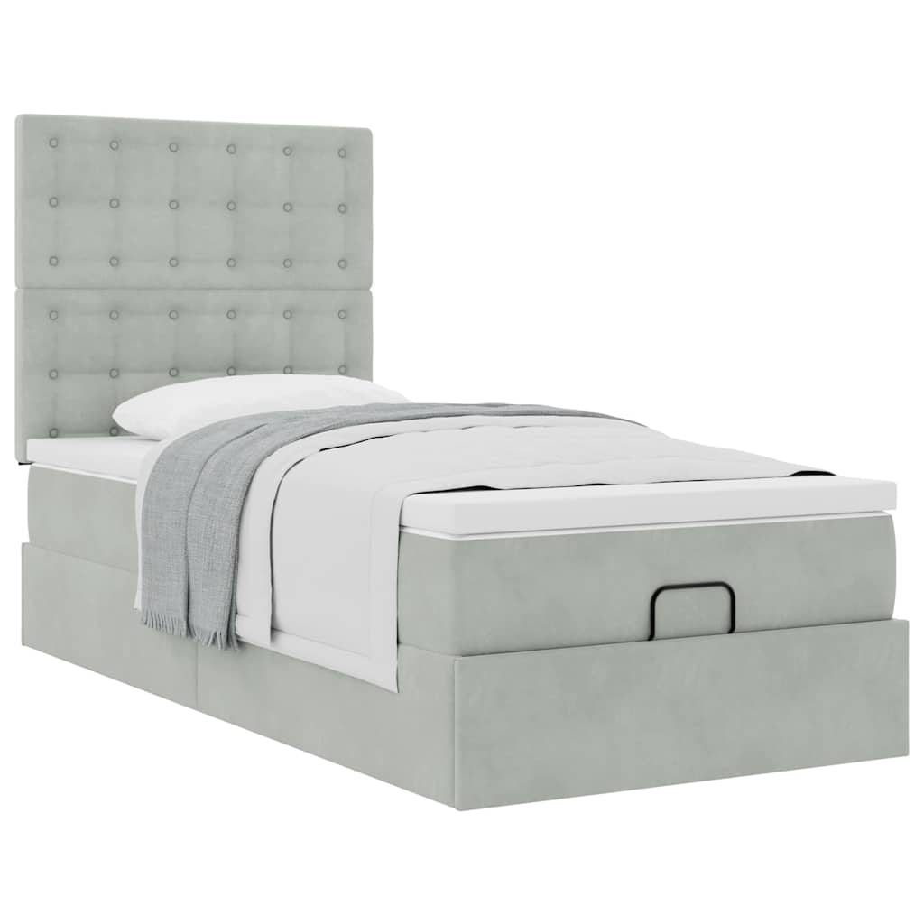 vidaXL Estructura cama otomana colchones gris claro 80x200cm