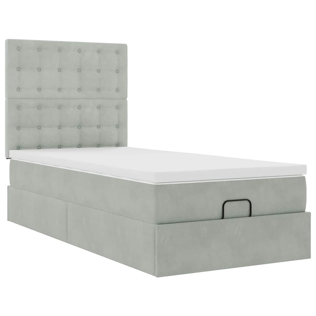 vidaXL Estructura cama otomana colchones gris claro 80x200cm