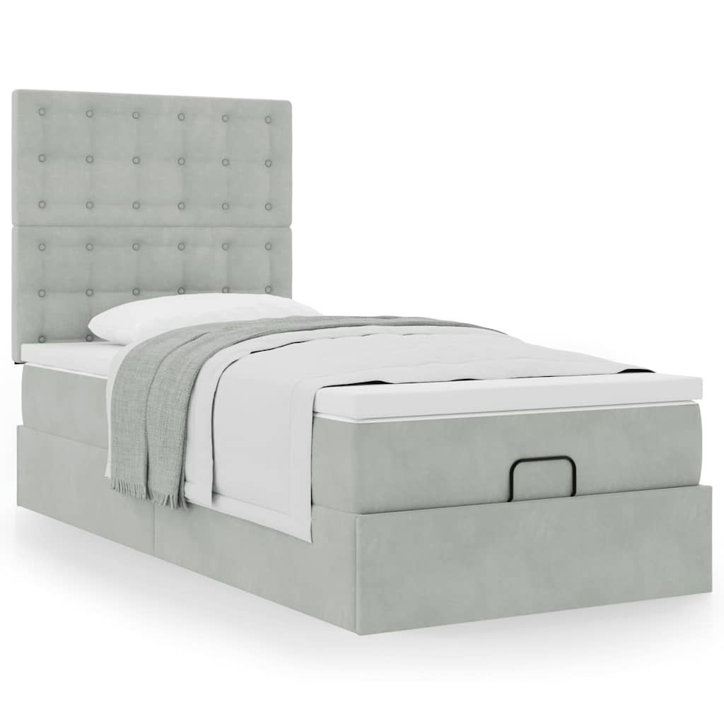 vidaXL Estructura cama otomana colchones gris claro 80x200cm