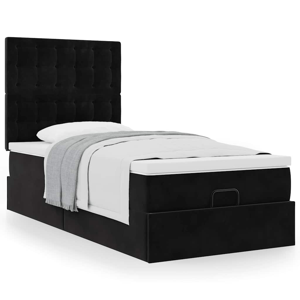 vidaXL Estructura cama otomana colchones terciopelo negra 80x200cm