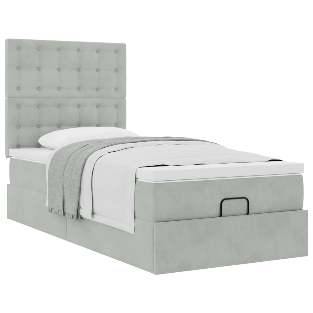 vidaXL Estructura cama otomana colchones gris claro 90x190cm