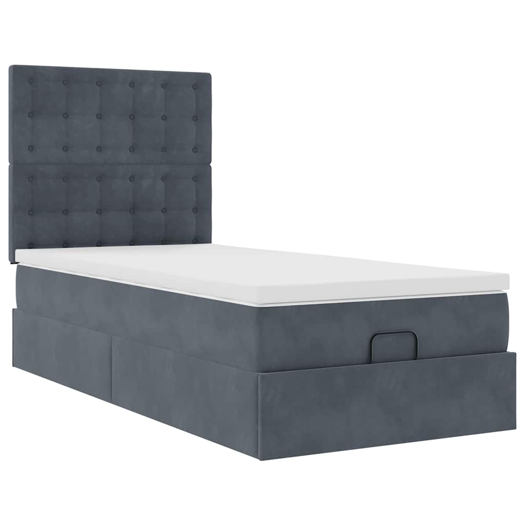 vidaXL Estructura cama otomana colchones gris oscuro 90x190cm