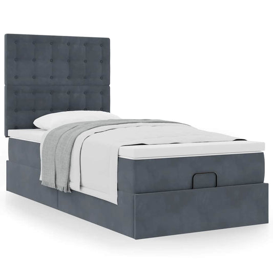 vidaXL Estructura cama otomana colchones gris oscuro 90x190cm