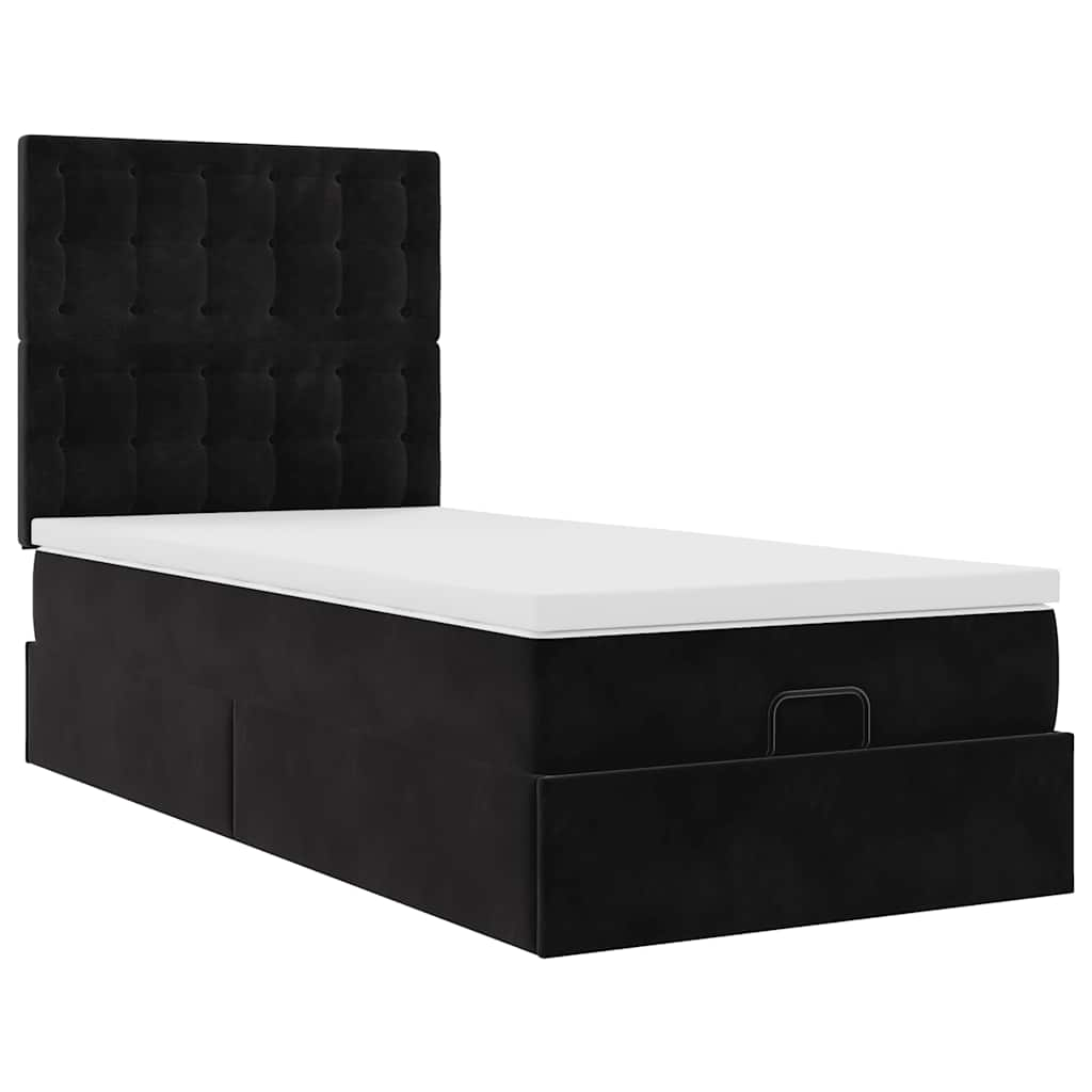 vidaXL Estructura cama otomana colchones terciopelo negra 90x190 cm