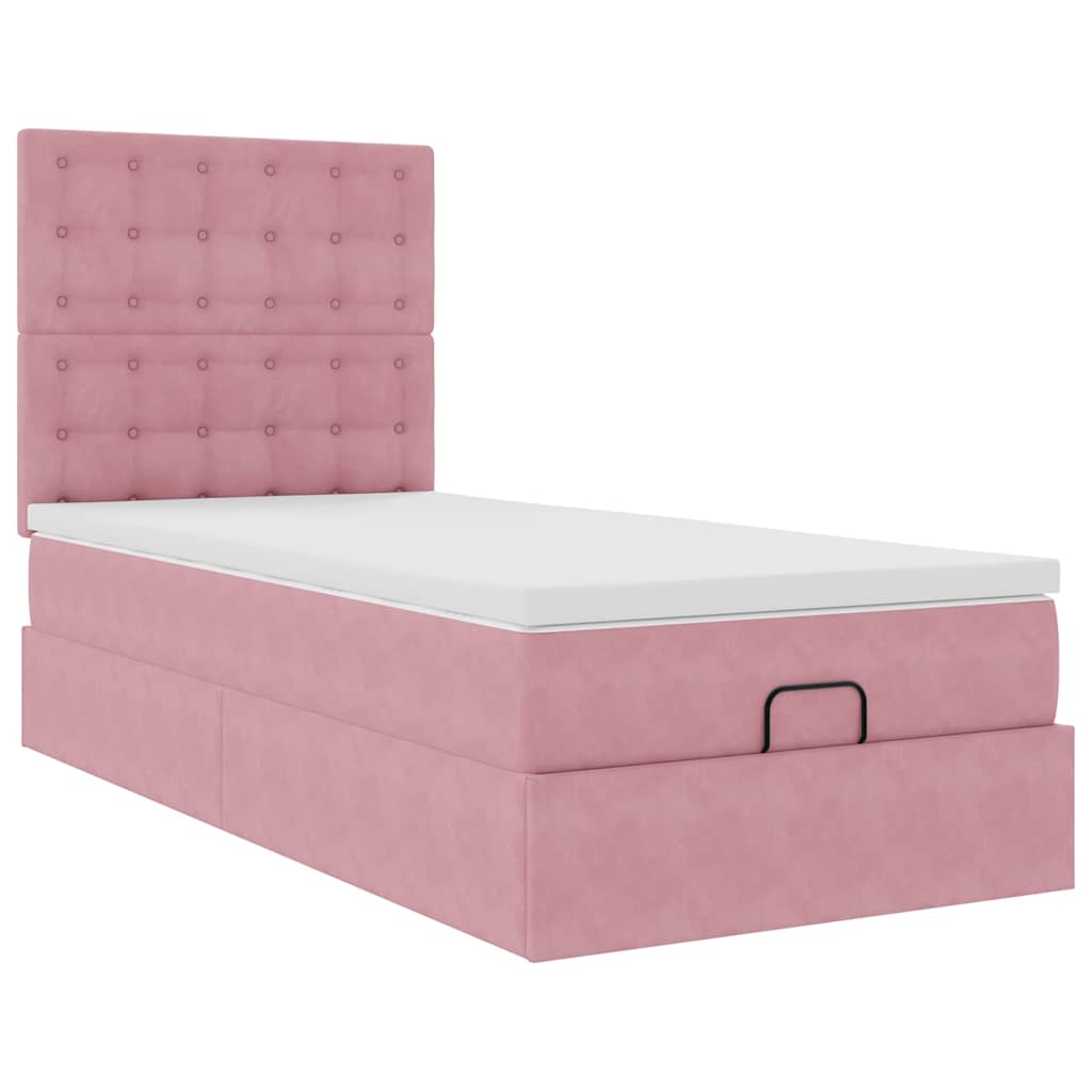 vidaXL Estructura cama otomana con colchones terciopelo rosa 90x190cm