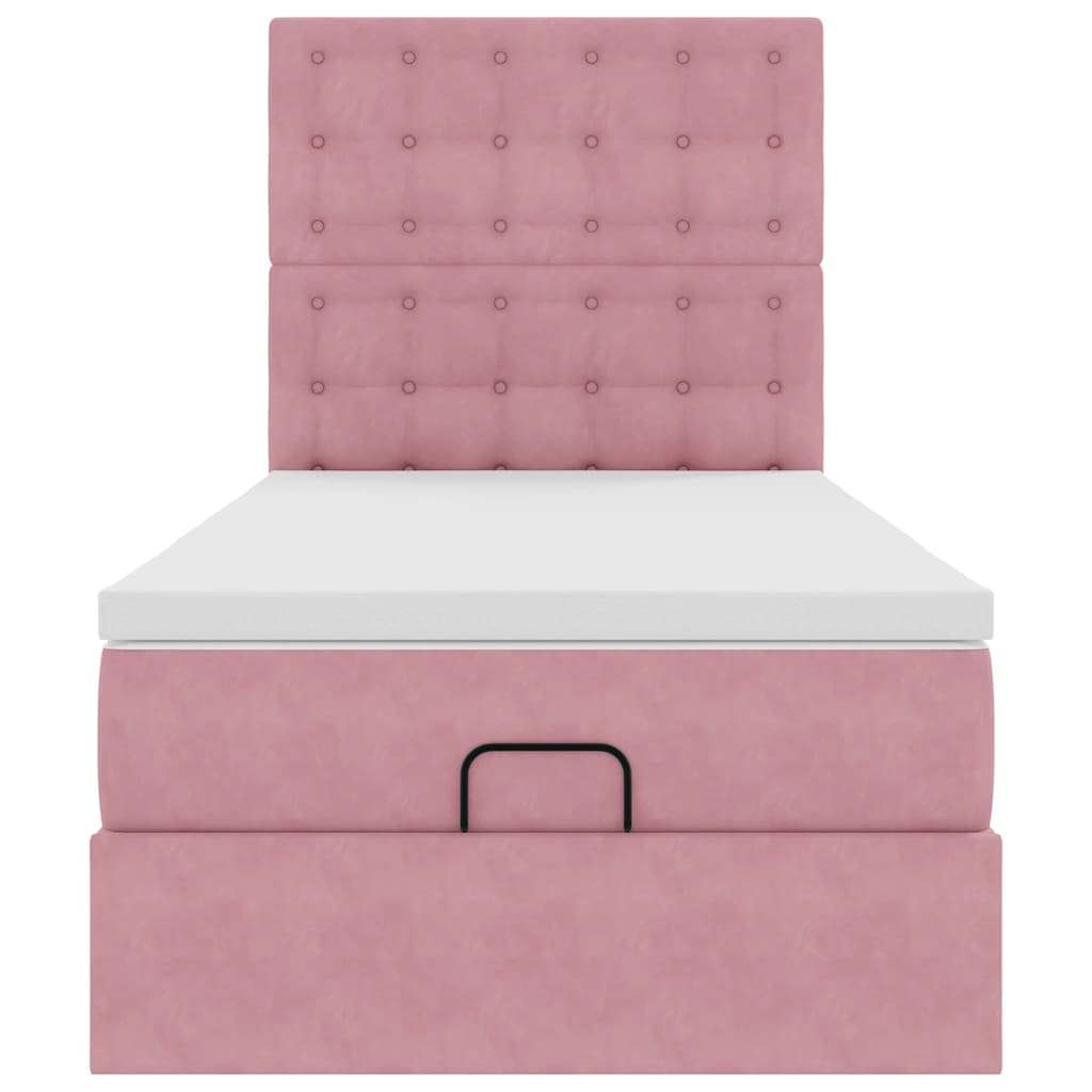 vidaXL Estructura cama otomana con colchones terciopelo rosa 90x190cm