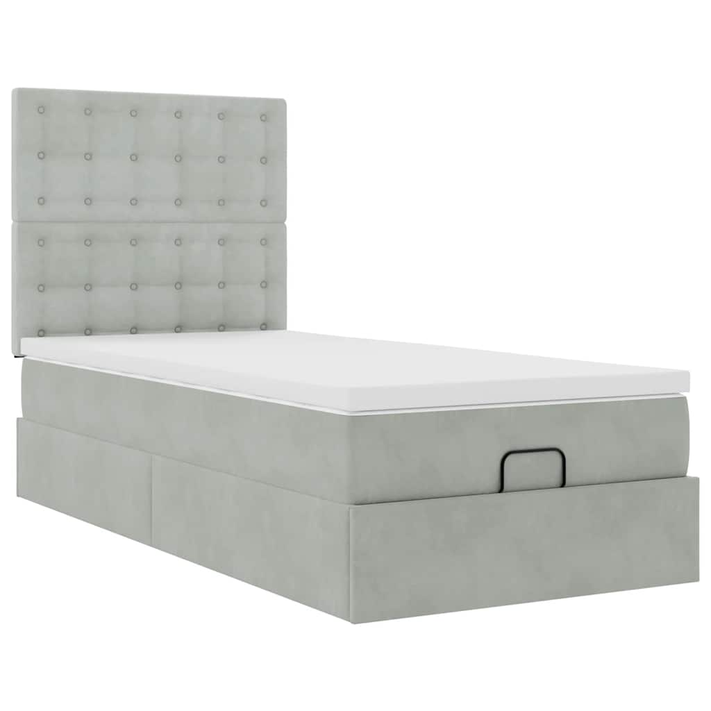 vidaXL Estructura cama otomana colchones gris claro 90x200cm