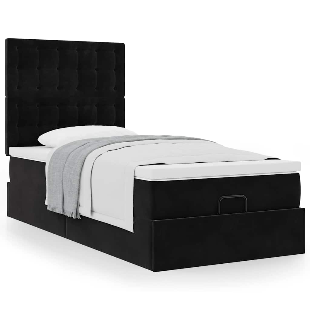 vidaXL Estructura cama otomana colchones terciopelo negro 90x200 cm