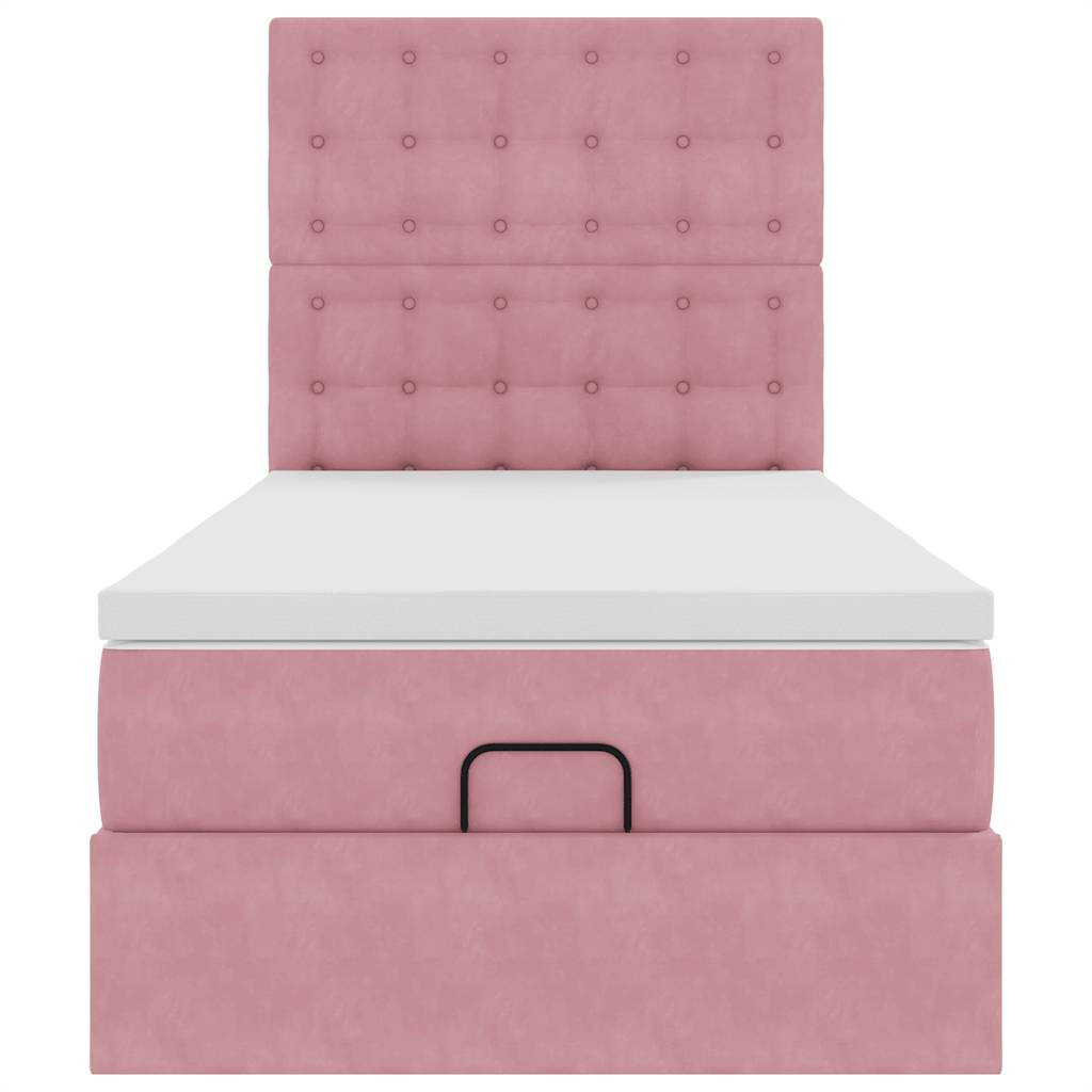 vidaXL Estructura de cama otomana colchones terciopelo rosa 90x200cm