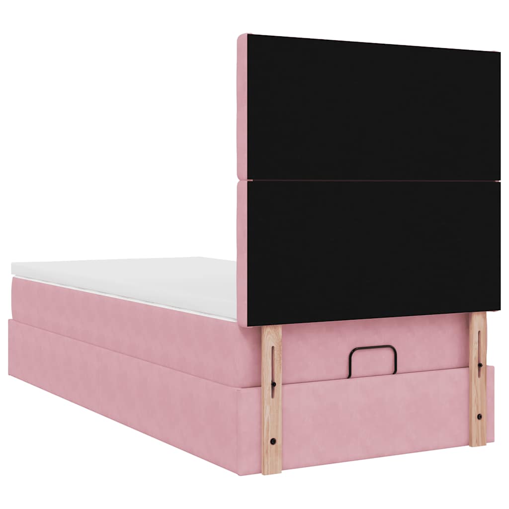 vidaXL Estructura de cama otomana colchones terciopelo rosa 100x200cm