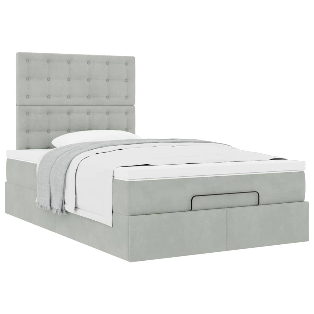 vidaXL Estructura de cama otomana colchones terciopelo gris claro