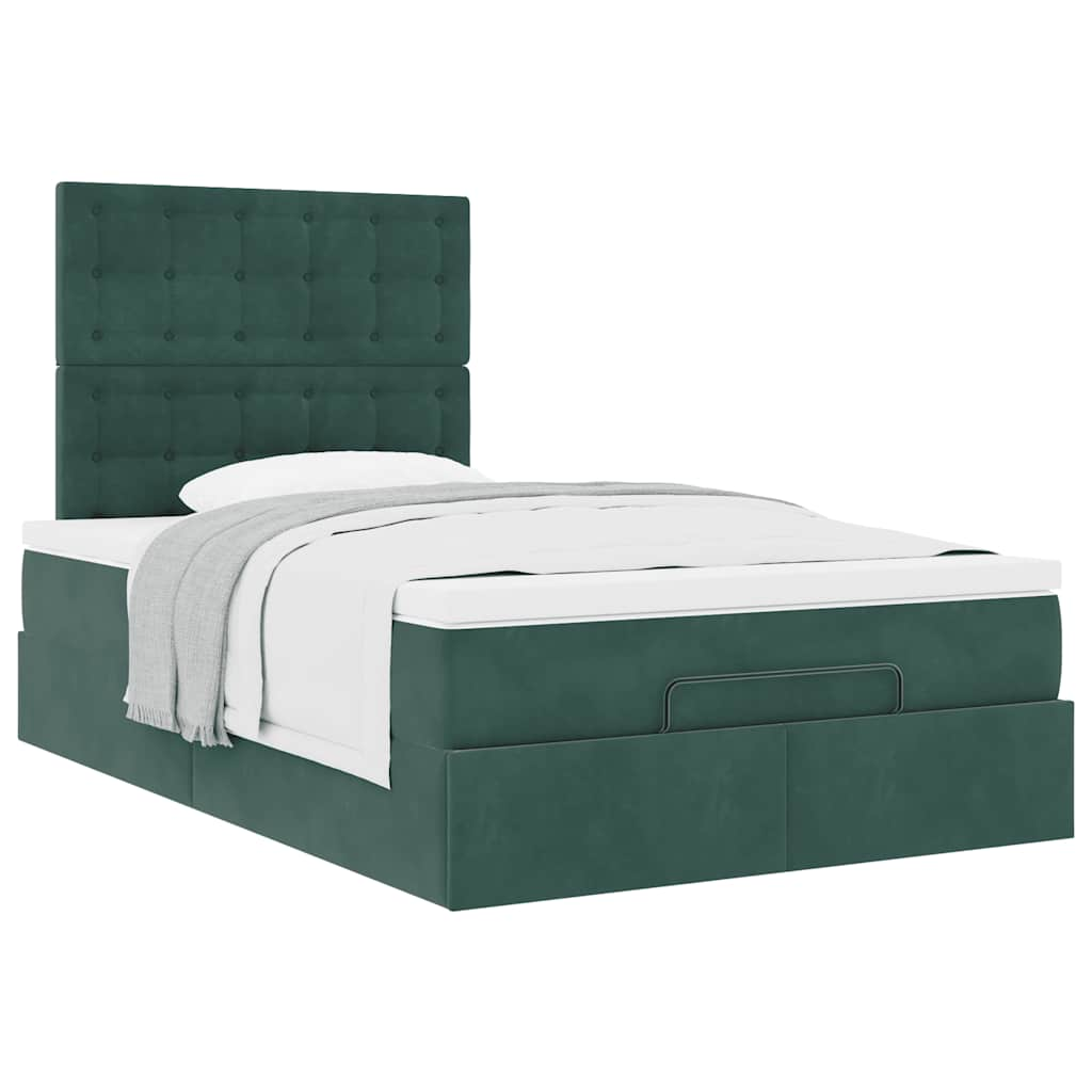 vidaXL Estructura de cama otomana colchones terciopelo verde oscuro