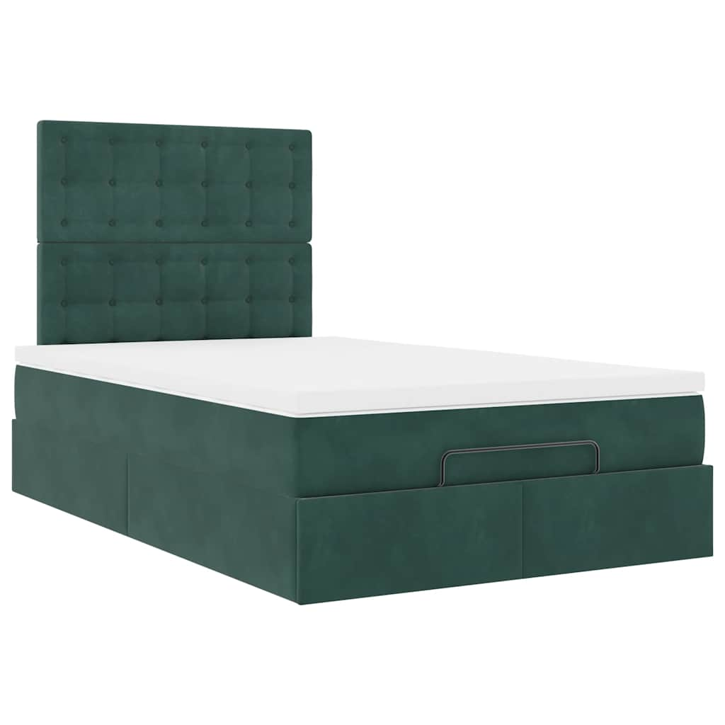 vidaXL Estructura de cama otomana colchones terciopelo verde oscuro