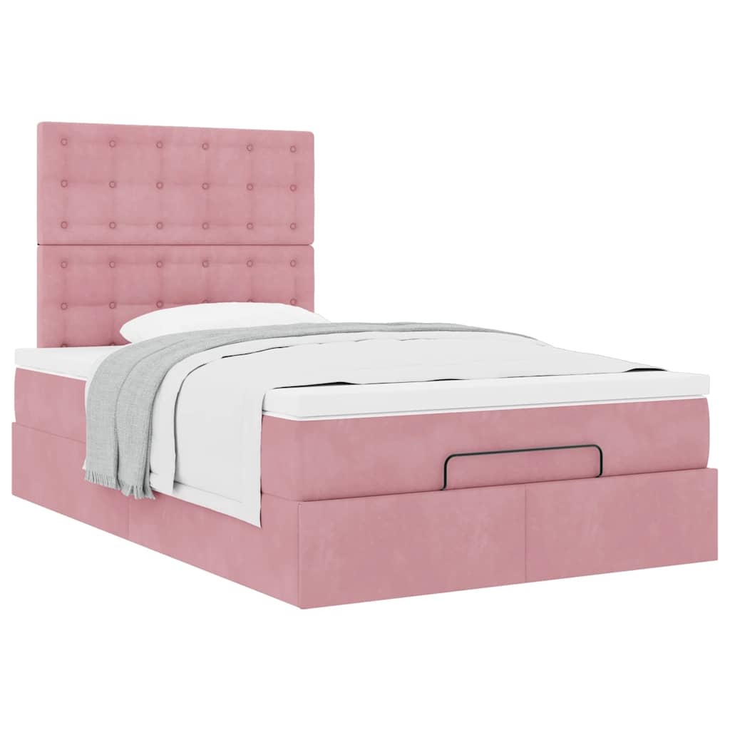 vidaXL Estructura cama otomana colchones terciopelo rosa 120x190 cm