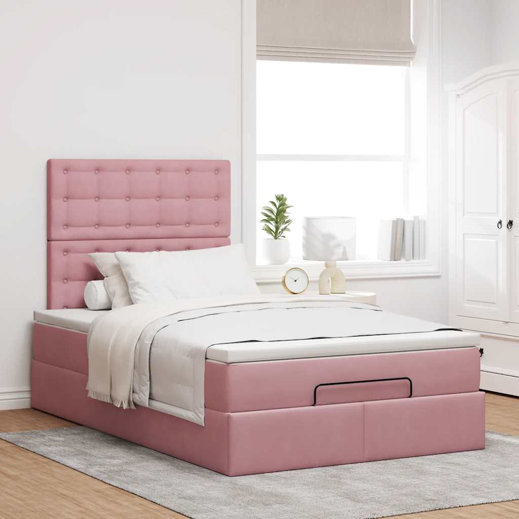 vidaXL Estructura cama otomana colchones terciopelo rosa 120x190 cm